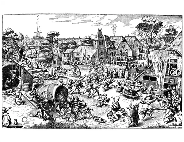 BRUEGEL: ST. GEORGEs DAY. Line engraving, c1600, by H. Cook after a drawing by Peter Bruegel the Elder