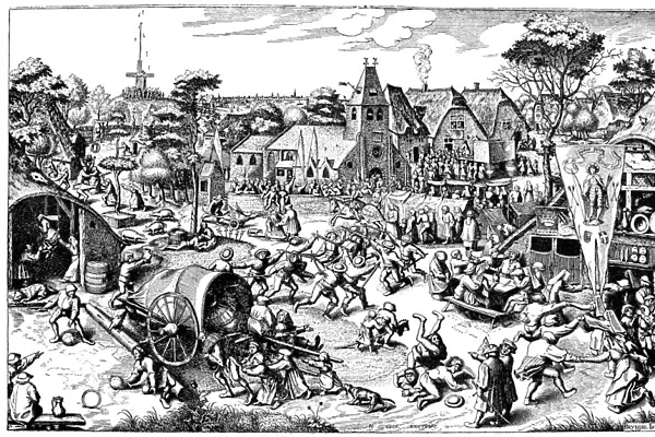 BRUEGEL: ST. GEORGEs DAY. Line engraving, c1600, by H. Cook after a drawing by Peter Bruegel the Elder