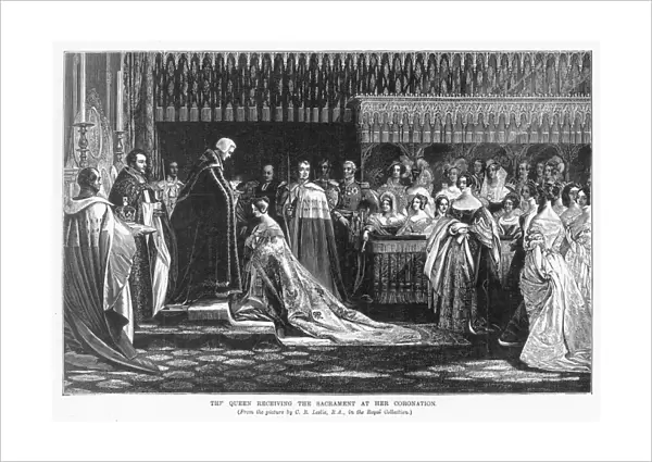 CORONATION: QUEEN VICTORIA. The coronation of Queen Victoria (1837-1901), 28 June 1838. Engraving after Charles Robert Leslie
