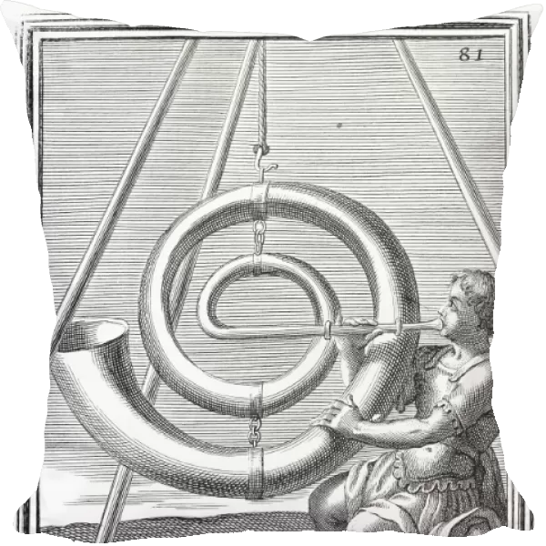 VOICE AMPLIFIER. An imaginary voice amplifier, based on the ideas of Athanasius Kircher. Copper engraving, 1723, by Arnold van Westerhout
