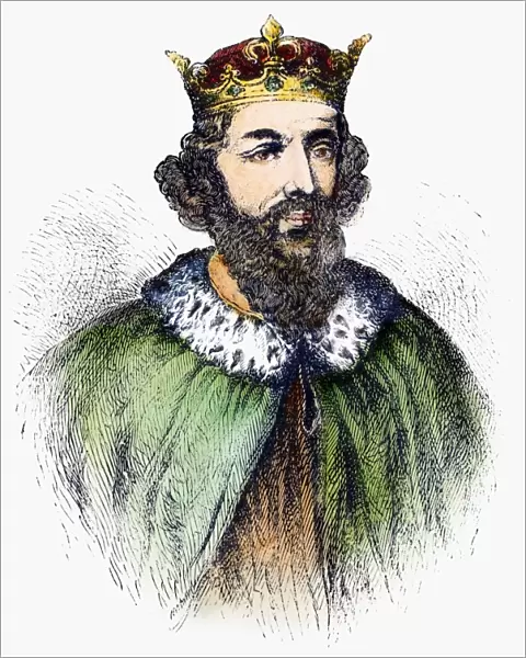 ALFRED THE GREAT (849-899). King of Wessex. Line engraving, 19th cenutry