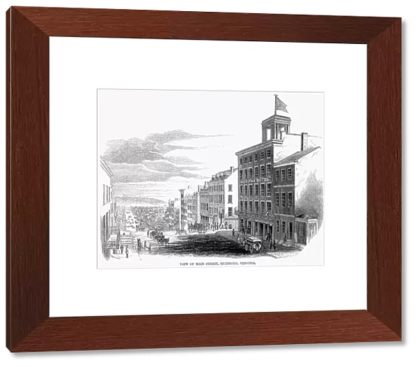 RICHMOND, VIRGINIA, 1853. View of Main Street, Richmond, Virginia. Wood engraving, American, 1853