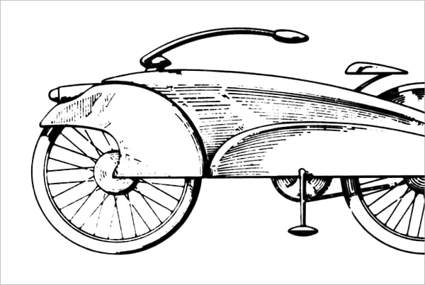 BICYCLE, 1939. Bicycle design by John Vassos, 1939. Line engraving