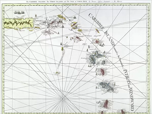 CARIBBEAN: MAP, 1775. English engraved map of The Caribee Islands from Puerto Rico to Barbados by Thomas Jefferys, 1775