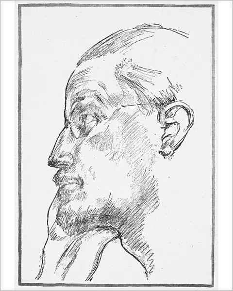 JAMES JOYCE (1882-1941). Irish writer. Drawing, 1922, by Mina Loy