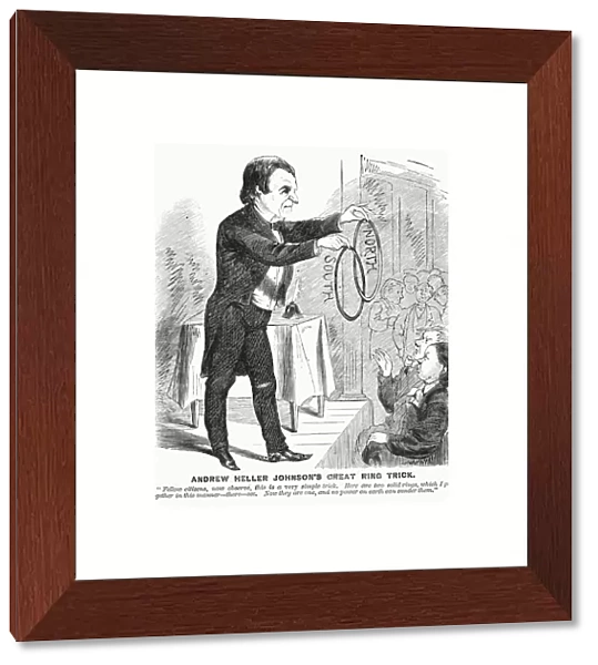 Andrew Heller Johnsons Great Ring Trick. Reconstruction cartoon from a contemporary newspaper