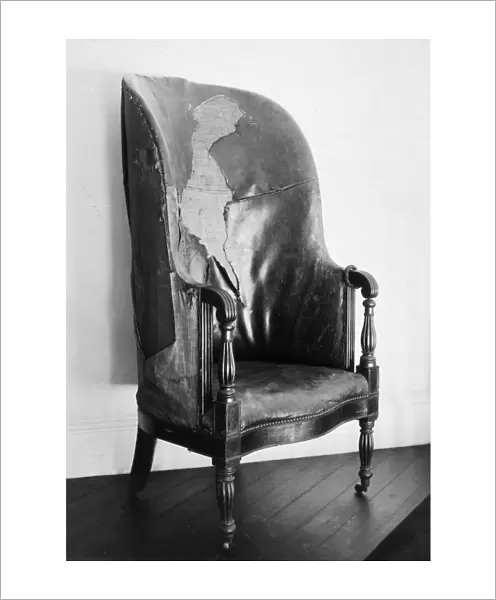 One of the original chairs designed by Thomas Jefferson from Monticello, his home near Charlottesville, Virginia