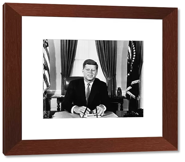 35th President of the United States. Photographed in the Oval Office of the White House, 1961