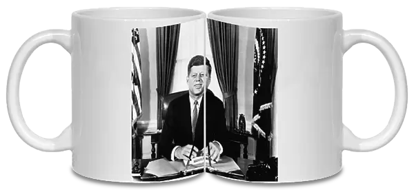 35th President of the United States. Photographed in the Oval Office of the White House, 1961