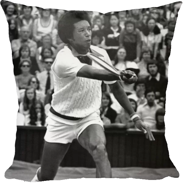 ARTHUR ASHE (1943-1993). American tennis player. Photographed during his match against Jimmy Connors in the mens singles final at Wimbledon, won by Ashe in four sets, 5 July 1975