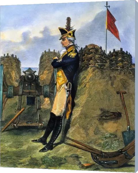 (1755-1804). Hamilton at Yorktown in 1781. Steel engraving, 1858, after a painting by Alonzo Chappel