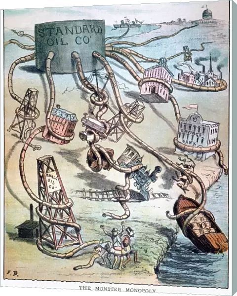 Monster Monopoly. American cartoon, 1884, attacking John D. Rockefellers Standard Oil Company