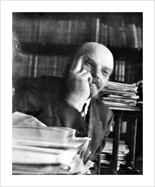 Vladimir Ilich Ulyanov, known as Lenin. Russian Communist leader. Photographed in his office at the Kremlin in Moscow, 6 October 1920