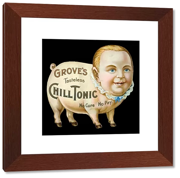 American advertising display card for Groves Chill Tonic