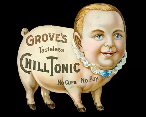 American advertising display card for Groves Chill Tonic