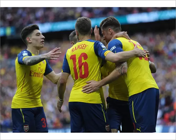 Olivier Giroud celebrates scoring Arsenals 4th goal. Arsenal 4: 0 Aston Villa