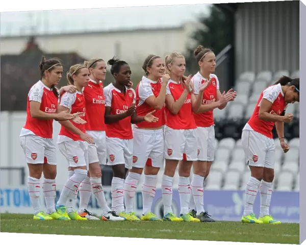 Arsenal Ladies line up to watch the penaltys. Arsenal Ladies 2: 2 Notts County Ladies
