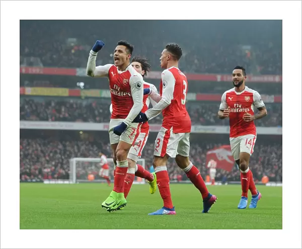 Arsenal's Alexis Sanchez Scores, Celebrates with Kieran Gibbs vs Hull City (2016-17)