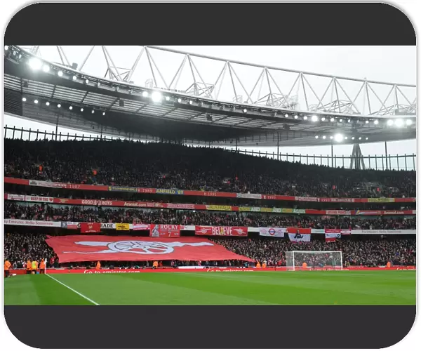 Arsenal banners before the match. Arsenal 2: 0 Tottenham Hotspur