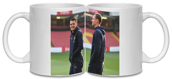 Arsenal's Xhaka and Leno Pre-Match Huddle: Watford vs Arsenal, Premier League 2018-19