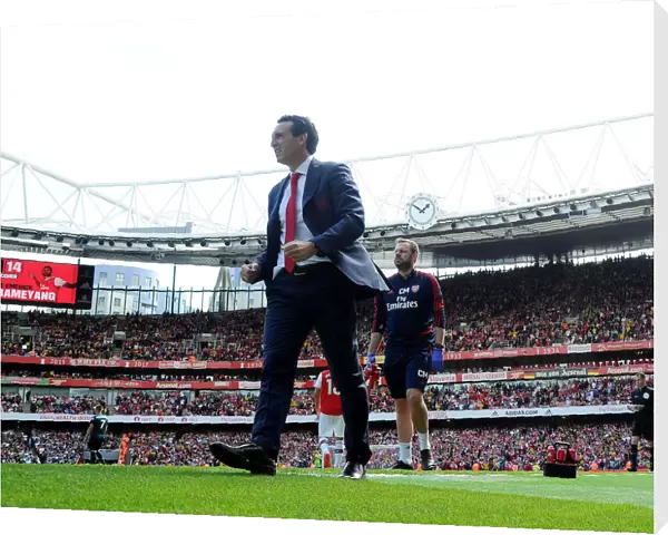 Arsenal's Aubameyang Scores Second Goal: Unai Emery Celebrates at Emirates Stadium (Arsenal v Burnley 2019-20)