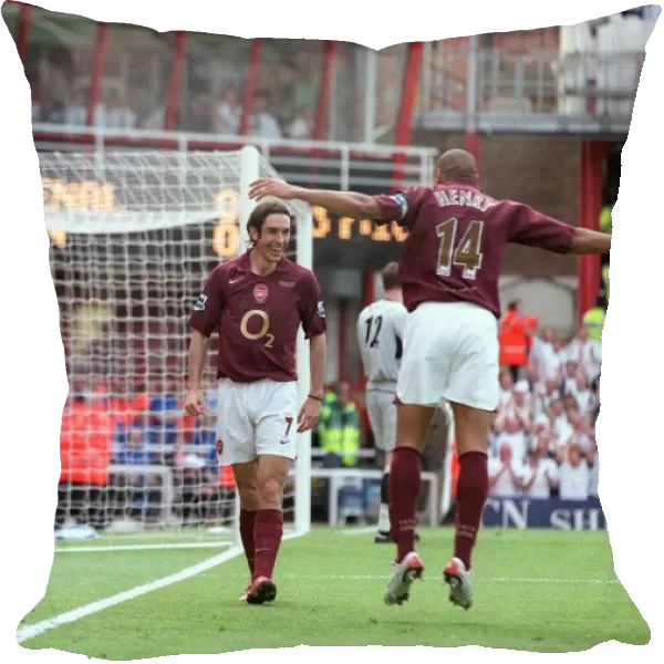 Robert Pires celebrates scoring Arsenal 1st goal with Thierry Henry