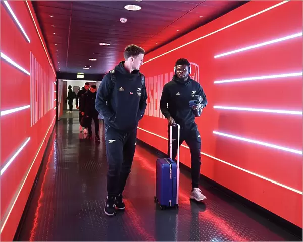 Arsenal's Thomas Partey and Rob Holding Prepare for Arsenal v Brighton & Hove Albion in Carabao Cup