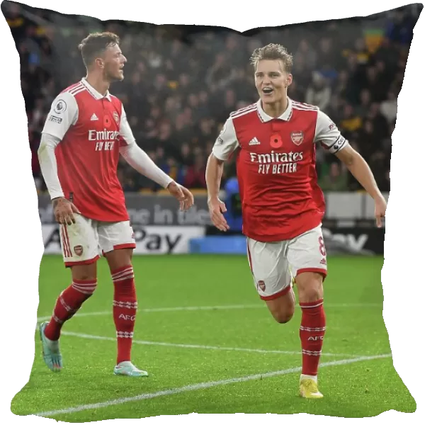 Martin Odegaard and Ben White Celebrate Arsenal's Second Goal vs Wolverhampton Wanderers (2022-23)