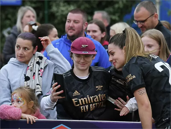 Arsenal's Gio Queiroz Celebrates with Fans after Everton Clash in FA Women's Super League (2022-23)