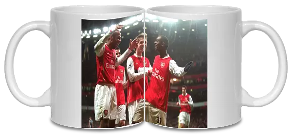 Thierry Henry, Alex Hleb, and Justin Hoyte: Triumphant Celebration after Arsenal's Second Goal vs. Charlton Athletic (4:0)