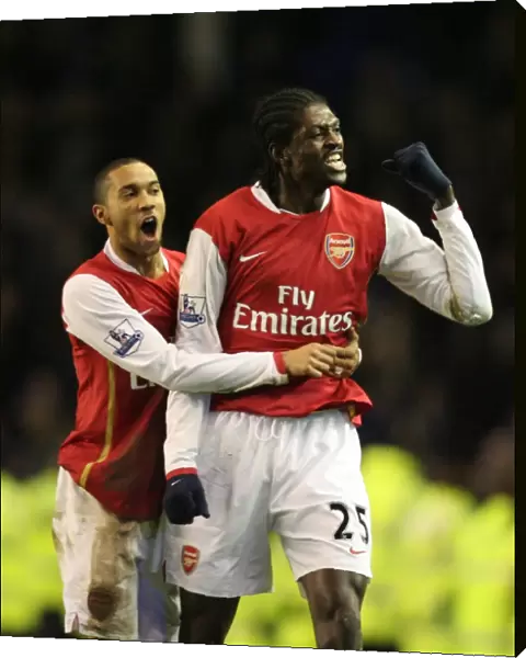 Arsenal's Glory: Clichy and Adebayor's Jubilant Victory Celebration after 4-1 Win over Everton