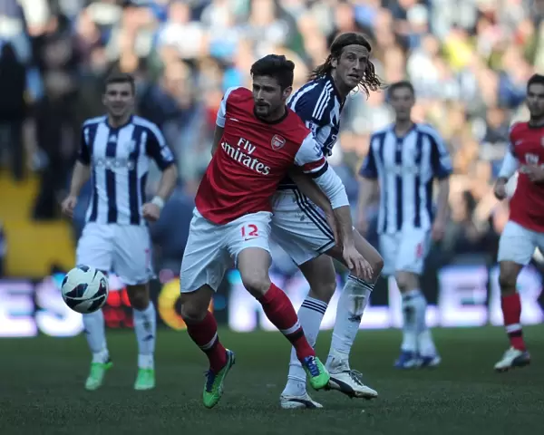 Giroud vs. Olsson: Intense Tussle in West Bromwich Albion vs. Arsenal Premier League Clash