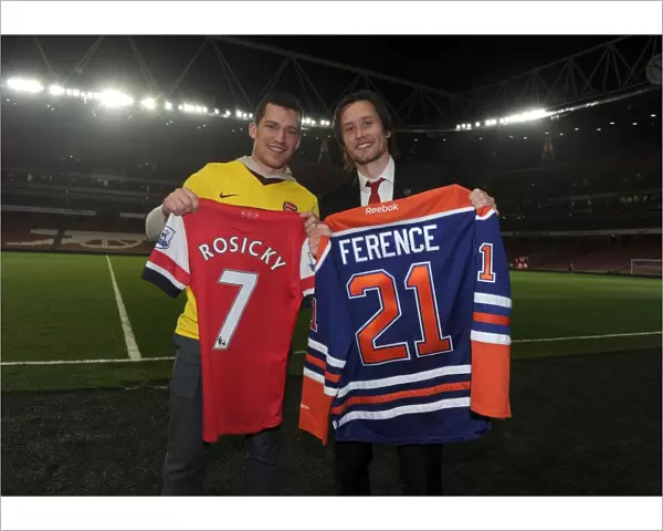 Unlikely Friends: Rosicky and NHL Player Ference Celebrate Arsenal's Victory (2013 / 14)