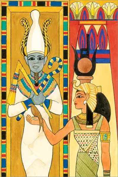 Ancient Egyptian gods, Isis (r), magical healer and role model to women, and Osiris, god of fertility and embodiment of the dead
