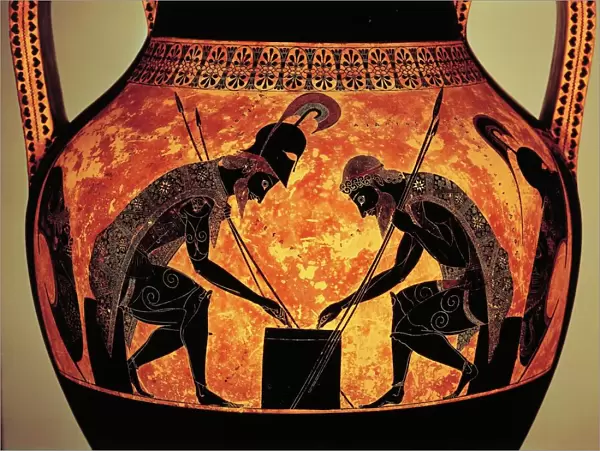Black-figure pottery, Attic vase of Exekias depicting Achilles and Ajax playing dice, detail