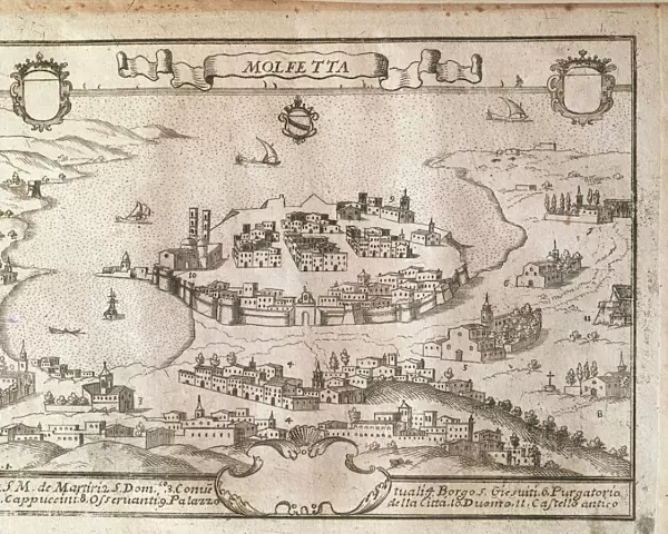 Map of Molfetta (Bari), Engraving