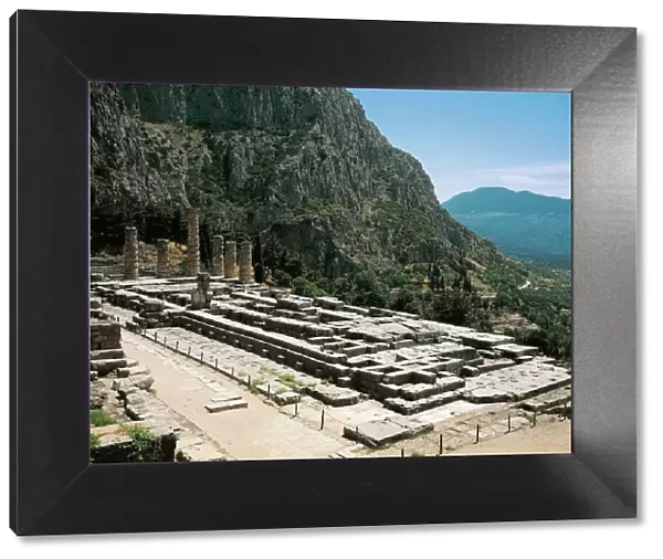 Greece, Delphi, archaeological site, Ruins of Temple of Apollo