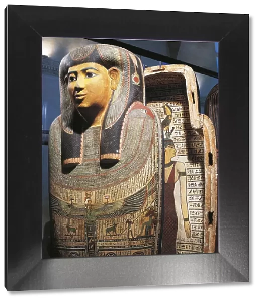 Ancient Egyptian sarcophagus of woman named Udjarenes, Ptolemaic Period