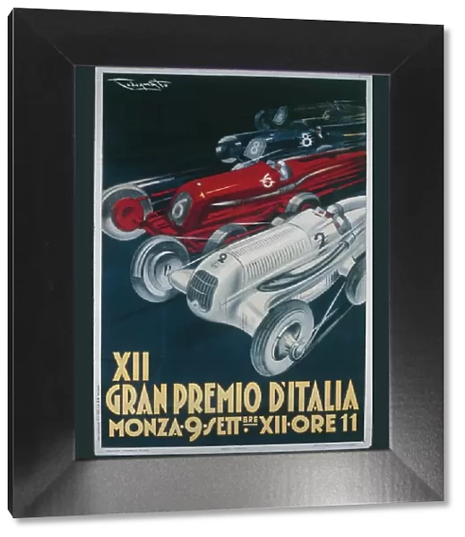 Twelfth Italian Grand Prix at Monza, September 9, 1934, illustration by Plinio Codognato, poster