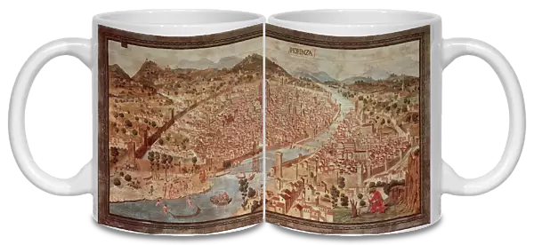 Map of Florence known as Della Catena Map of Florence, Attributed to Francesco di Lorenzo Rosselli, 1470, illustration