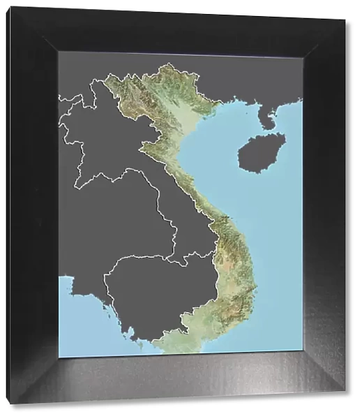 Vietnam, Relief Map with Border and Mask