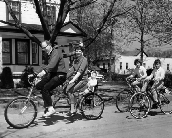 A Family On A Bicycle Ride