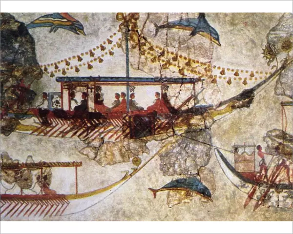 Minoans Traders: wall painting from Acrotiri in Thera (Santorini) showing Minoan ships