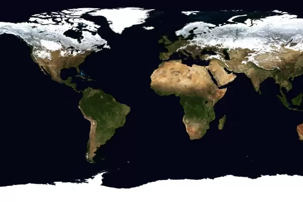 World Flat projection map from composite of satellite images. Credit NASA: Science