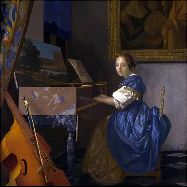 Johannes Vermeer (1632-1674) Dutch painter, Zittende Klavecimbelspeelster (1673-1675)