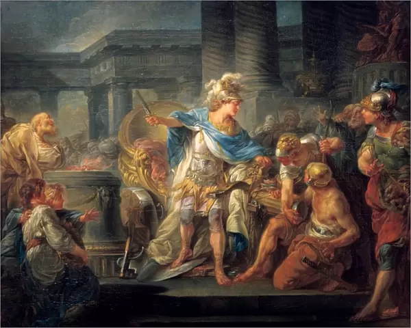 Alexander cutting the Gordian Knot oil on canvas. Jean-Simon Berthelemy (1743-1811)