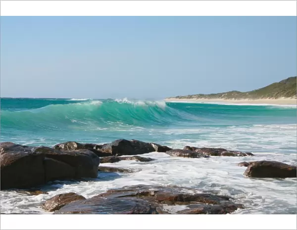 wave, sea, sand, ocean, water, rocks, cliff, movement, surf, westernaustralia, australia