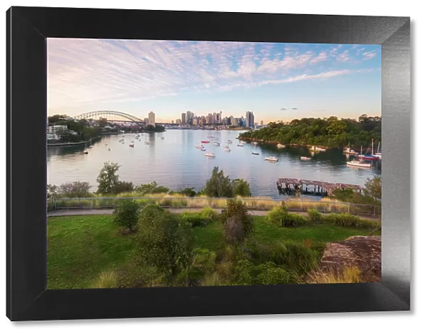 Australia Sydney Central Business District landmarks around Sydney Harbour view from Waverton
