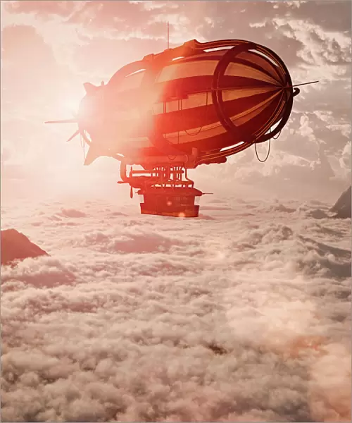 airship, aviation, blimp, calm, cloud, color image, computer graphic, concept, copy space