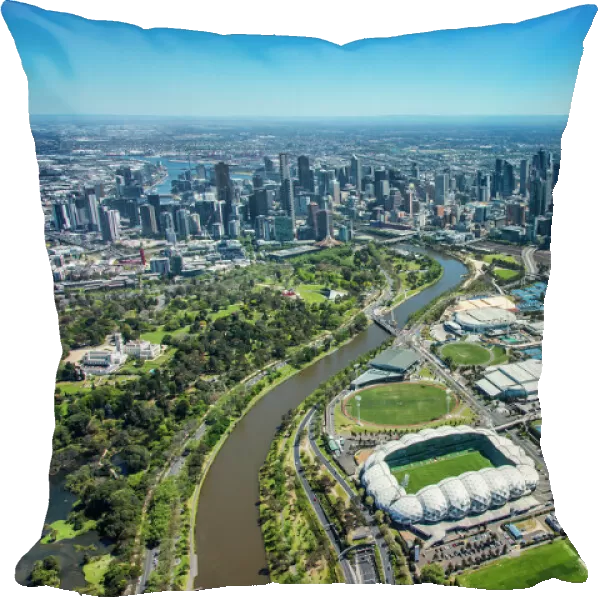 Melbourne City Aerial with AAMI Park and the Melbourne Cricket Ground